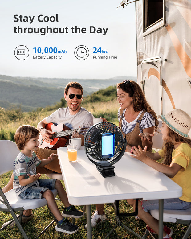 OPOLAR Clip on Fan | 10000 mAh Rechargeable Battery, 8 inch