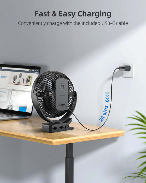 OPOLAR Clip on Fan | 10000 mAh Rechargeable Battery, 8 inch
