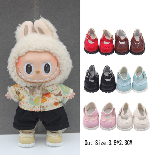 17cm Labubu shoes - Princess-inspired lace-detail leather
