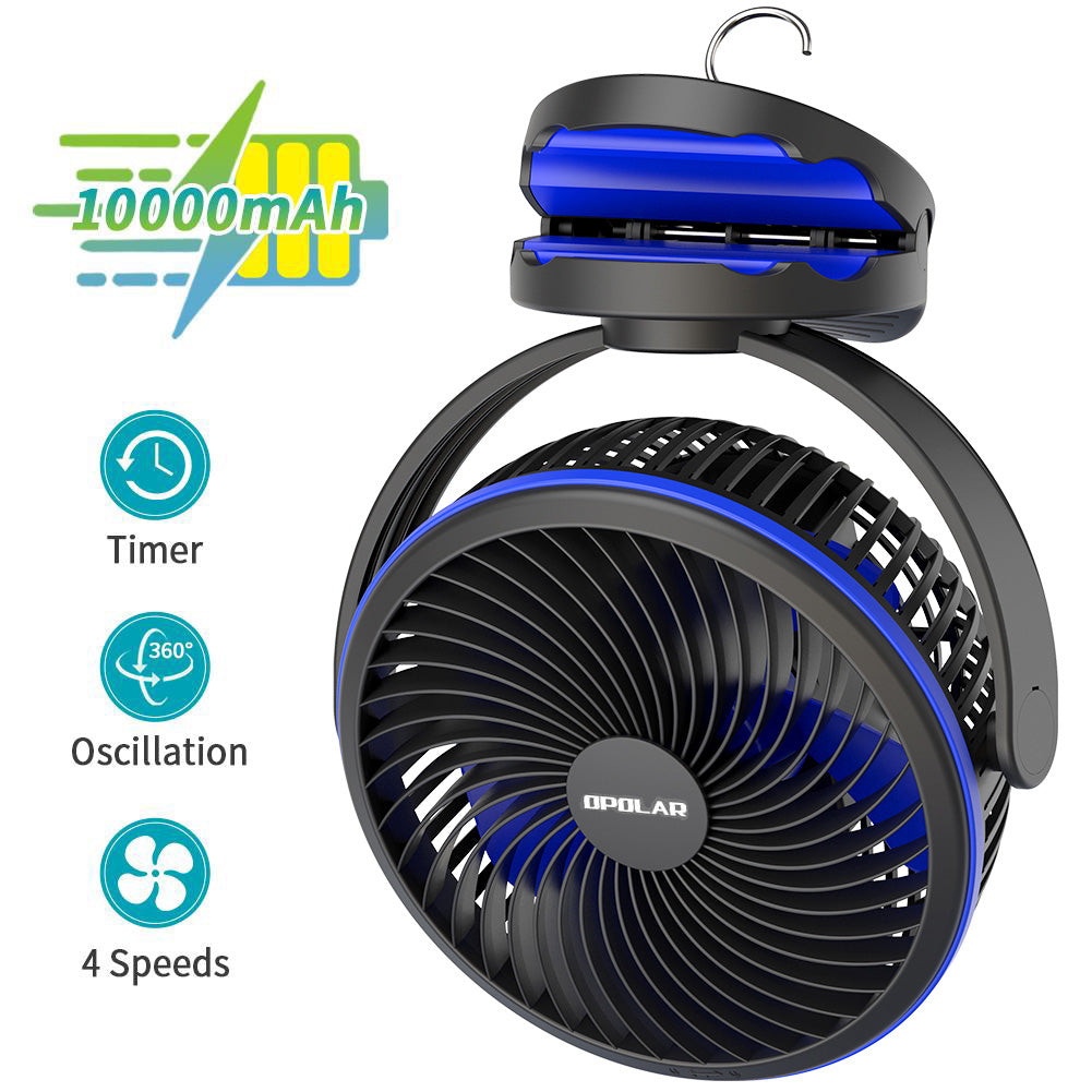 OPOLAR Camping Lantern Clip On Fan | 5000mAh/10000mAh