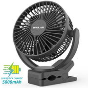 OPOALR 2019 New 5000mAh Rechargeable Battery Operated Clip On Fan
