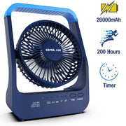 OPOLAR NEW 20000mAh Rechargeable Battery Operated Desk Fan