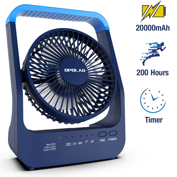 OPOLAR NEW 20000mAh Rechargeable Battery Operated Desk Fan