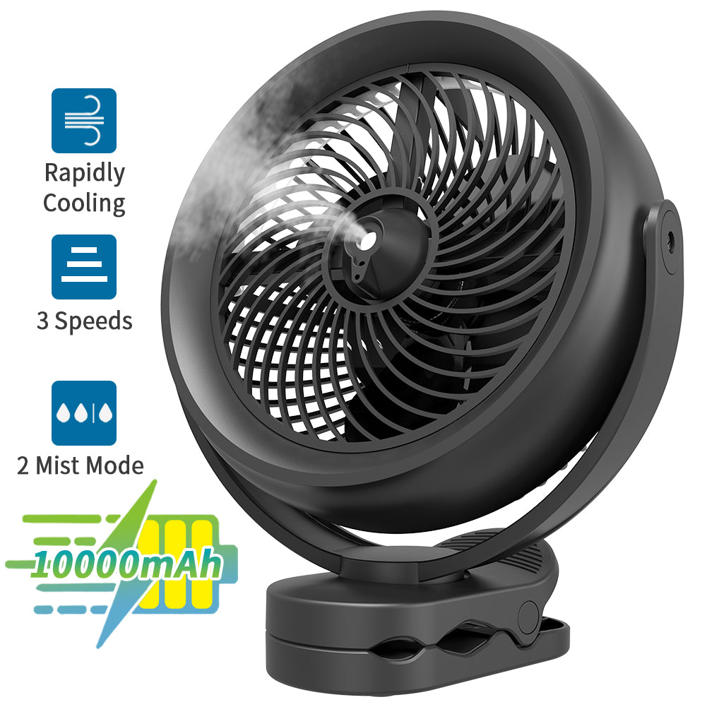OPOLAR Cooling Misting Fan Clip On Fan | 10000mAh 8 Inch