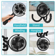 OPOLAR New 5200mAh Flexible Tripod Clip Fan