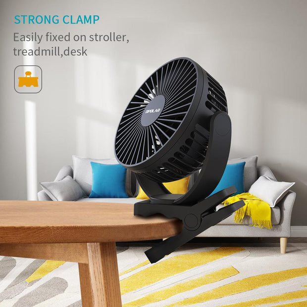 OPOALR 2019 New 5000mAh Rechargeable Battery Operated Clip On Fan
