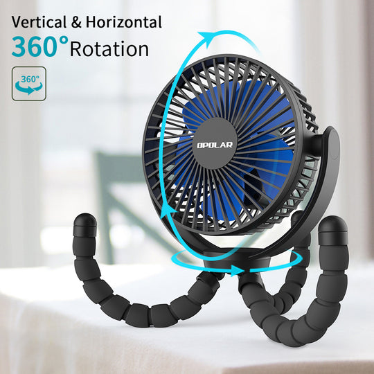 OPOLAR New 5200mAh Flexible Tripod Clip Fan
