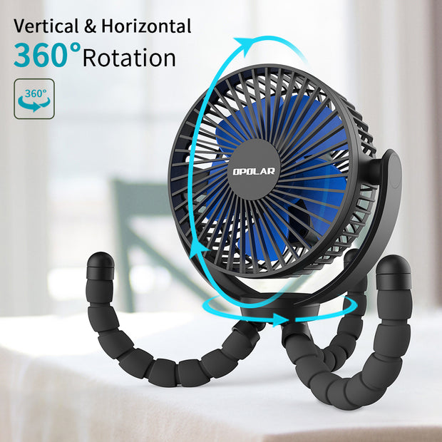 OPOLAR New 5200mAh Flexible Tripod Clip Fan