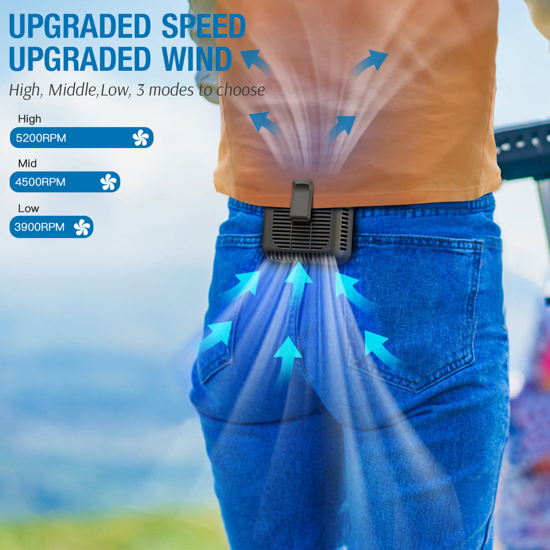 OPOLAR Mini Personal Waist Clip Fan | 8000mAh 2A Fast Charge