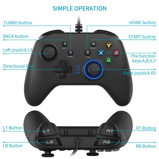 Joystick Gamepad with Dual-Vibration PC Game Controller