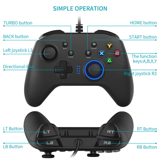 Joystick Gamepad with DualVibration PC Game Controller opolar