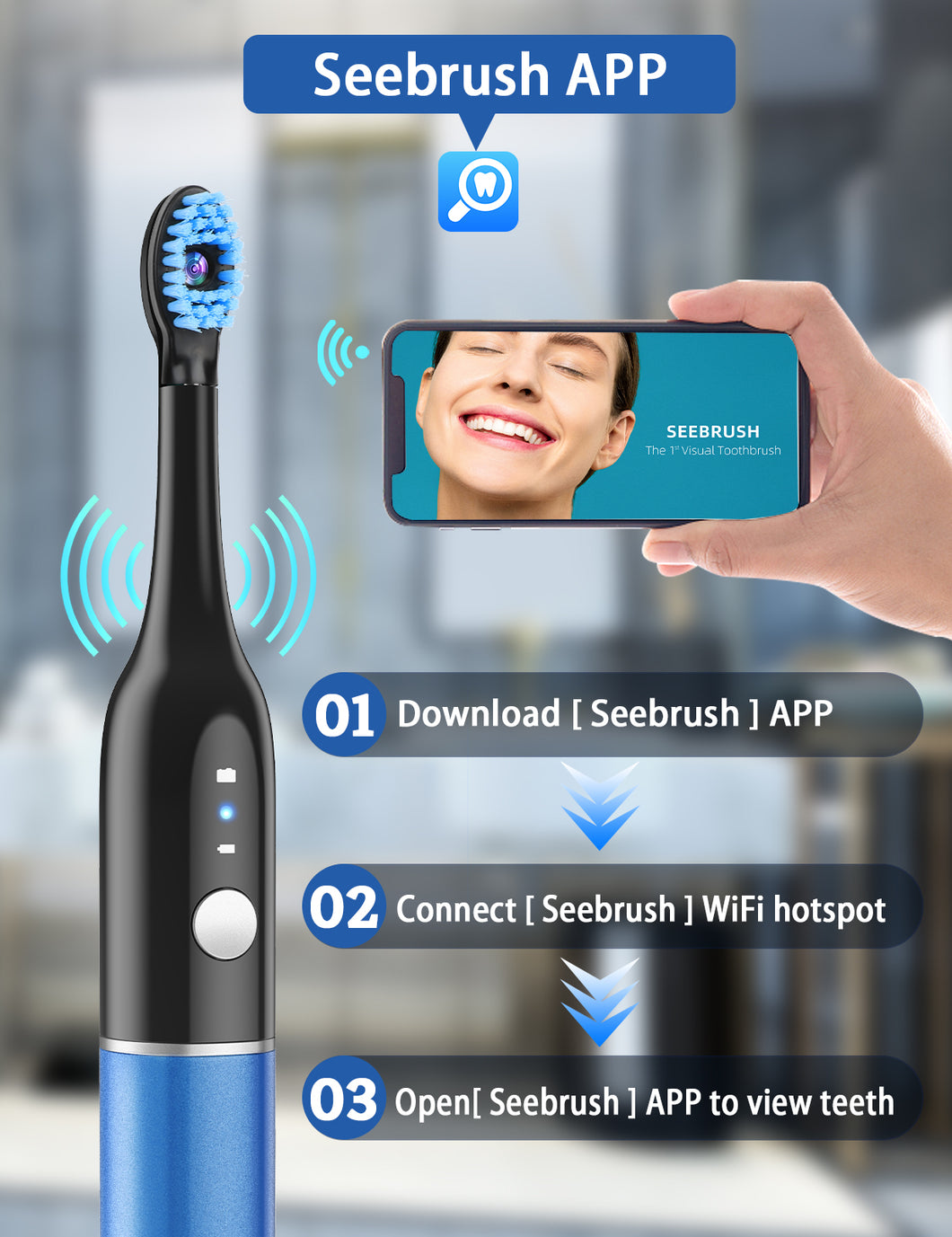 BYEBUG Electric Toothbrush with Camera, Daily Visible Teeth Care