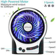 OPOLAR Battery Operated USB Rechargeable Desk Fan