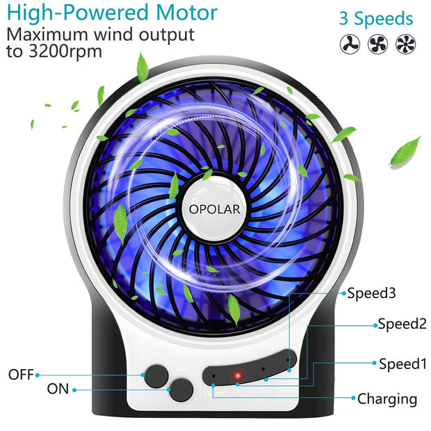 OPOLAR Battery Operated USB Rechargeable Desk Fan – opolar