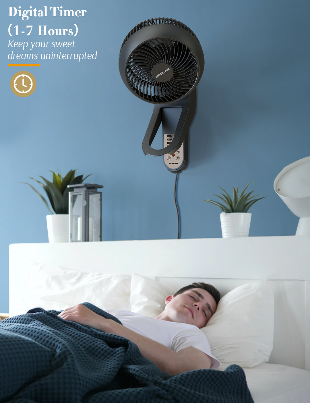 OPOLAR Wall Mount Air Circulator Fan with Remote Control | 3 Speeds 15 Inch