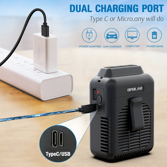 OPOLAR Mini Personal Waist Clip Fan | 8000mAh 2A Fast Charge