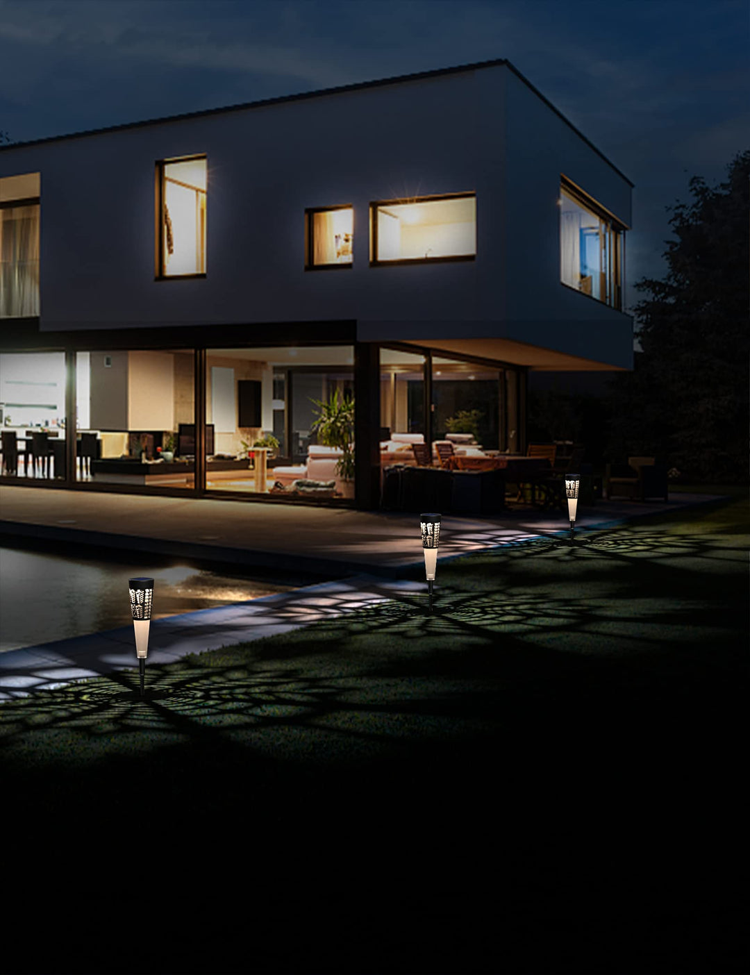 6 Pack  Solar Lights Outdoor, Solar Pathway Lights Decorative