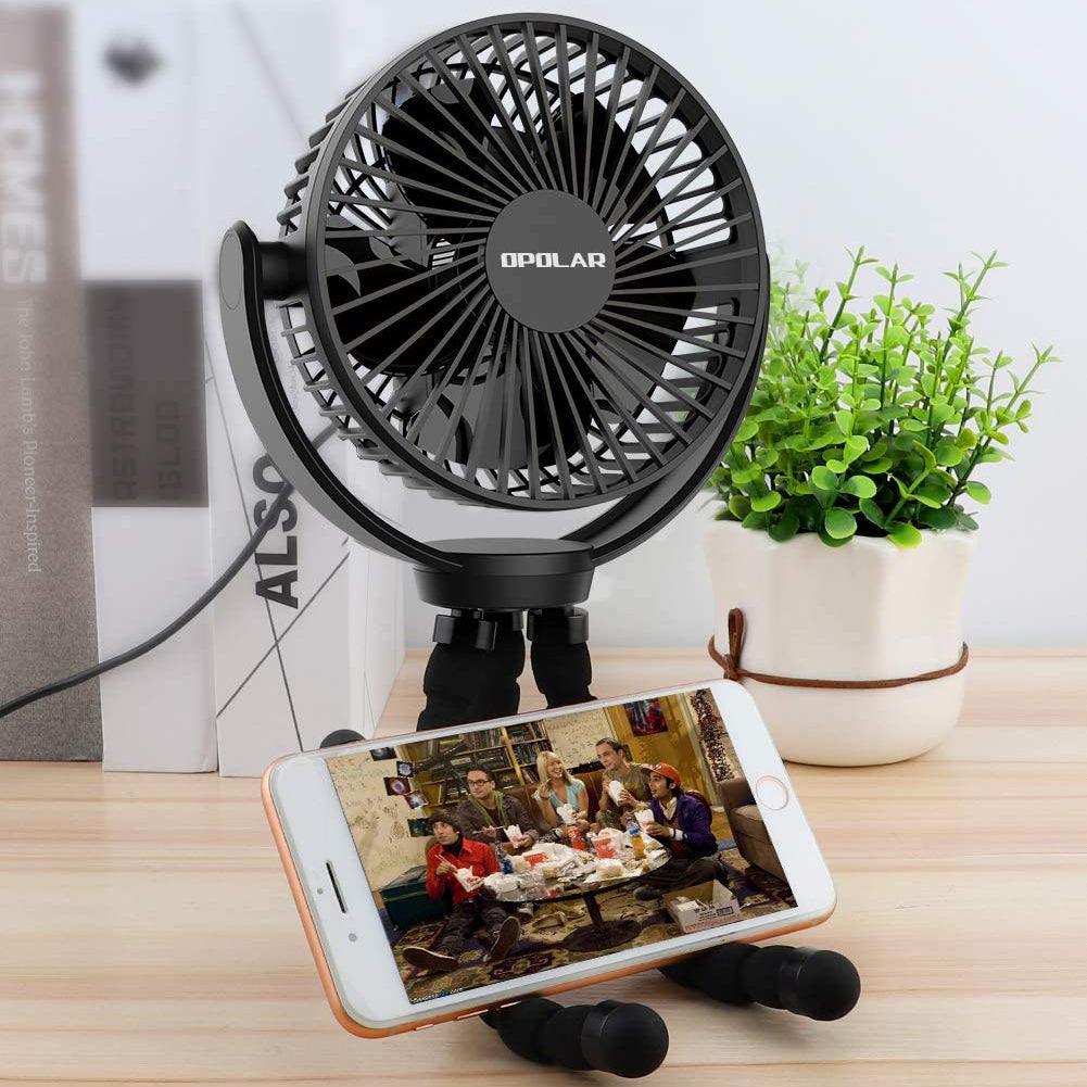 OPOLAR New 5200mAh Flexible Tripod Clip Fan