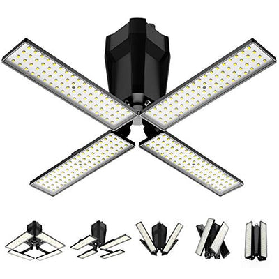 LED Garage Lights, 120W Super Bright Ceiling Lights with 4 Adjustable Panels, 12000LM E26/E27 Shop Lighting, Daylight for Barn Basement Workshop, High Bay Light, Unique Design