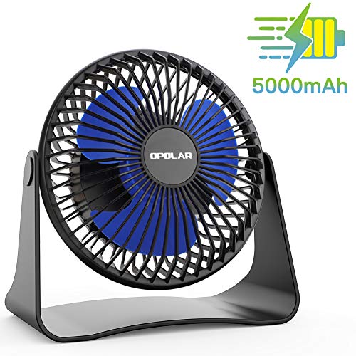 OPOALR 5000mAh Portable Battery Operated or USB Desk Fan, 3 Speeds Setting
