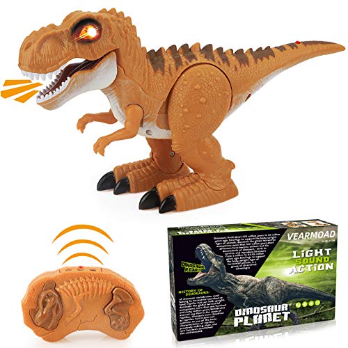 Remote Control Dinosaur Toy, Walking T-Rex for 3 4 Years Old Kids Boys Girls, Realistic Roaring, LED Glowing Eyes, Electronic Intelligent Interactive Toy Gift