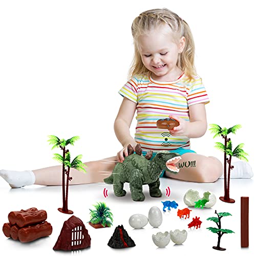 Remote Control Dinosaur Toy for Girls, 2 Years up Toddlers Kids Toys, Dinosaur with Roar, Repeat, Sing, Walk, Plush Stegosaurus with Dinosaur Eggs, Gifts for Girls, Boys.