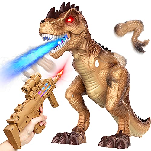 Remote Control Dinosaur Toys T Rex Shooting, Multifunction Roaring, Spraying, Lighting, Realistic Tyrannosaurus Toys for Boys, Girls, Kids, Toddlers,3,4,5,6,7 Ages