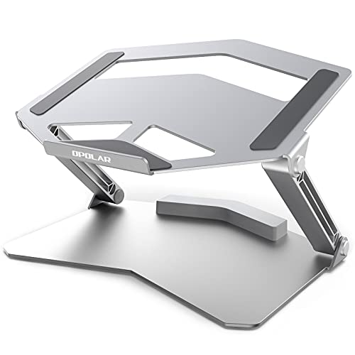 Laptop Stand for Desk, with 6 in 1 USB Port, Adjustable Height Portable Laptop Riser for MacBook, Notebook, Computer, Aluminum Ergonomic Laptop Holder Compatible with 10''-17'' Wide All Devices.