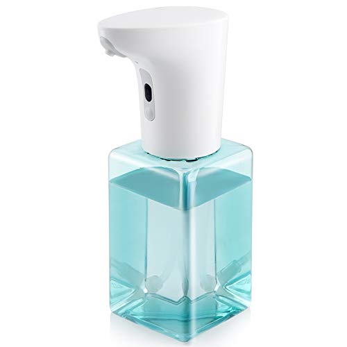 HIRIFULL Automatic Touchless Foaming Soap Dispensers, Infrared Motion Sensor Hand Free IXP7 Waterproof Battery Powered Dispenser for Kitchen, Bathroom, Office, Kindergarten, Hospital (Green, 450ml)
