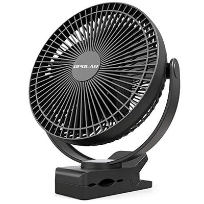 OPOLAR 8-Inch Desk Clip Fan with 5000mAh Battery, Rechargeable USB Fan