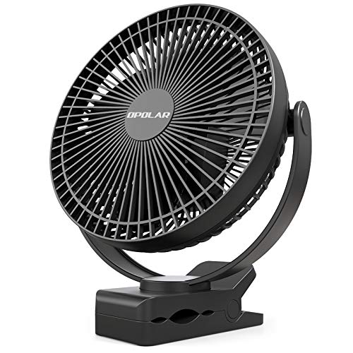 OPOLAR 8-Inch Desk Clip Fan with 5000mAh Battery, Rechargeable USB Fan