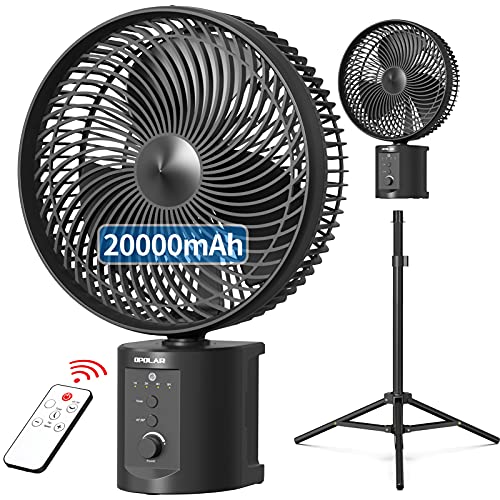 OPOLAR 10 inch 20000mAh Battery Powered Desk Fan w/Remote, Oscillating and Timer