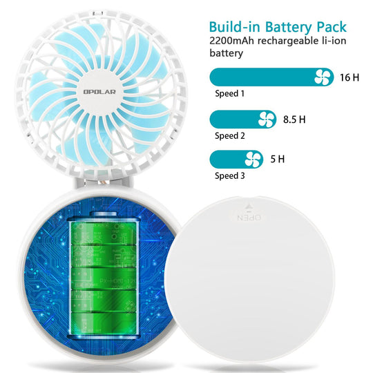 OPOLAR Battery or USB Operated Necklace Fan