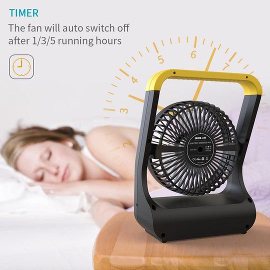 OPOLAR USB or 4 D Batteries Desk Fan with Timer