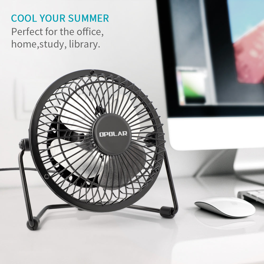 OPOLAR Mini USB Desk Fan | Metal Design, 3.9 ft USB Cord