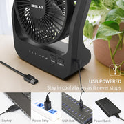 OPOLAR USB or 4 D Batteries Desk Fan with Timer
